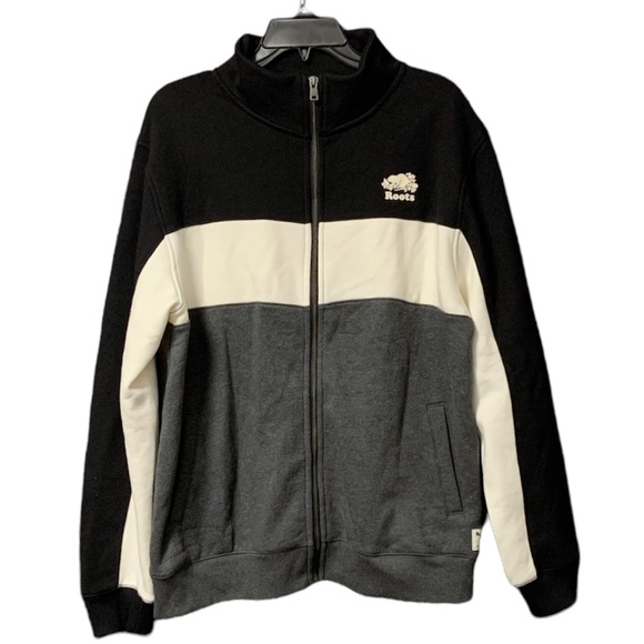 Roots Other - Roots Sweater Full Zip Black White Grey Pockets Soft Comfy Cotton Large